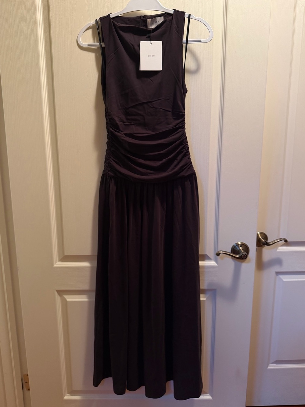 NWT DISSH Meg Burnt Choc Sleeveless Knit Midi Dress XS